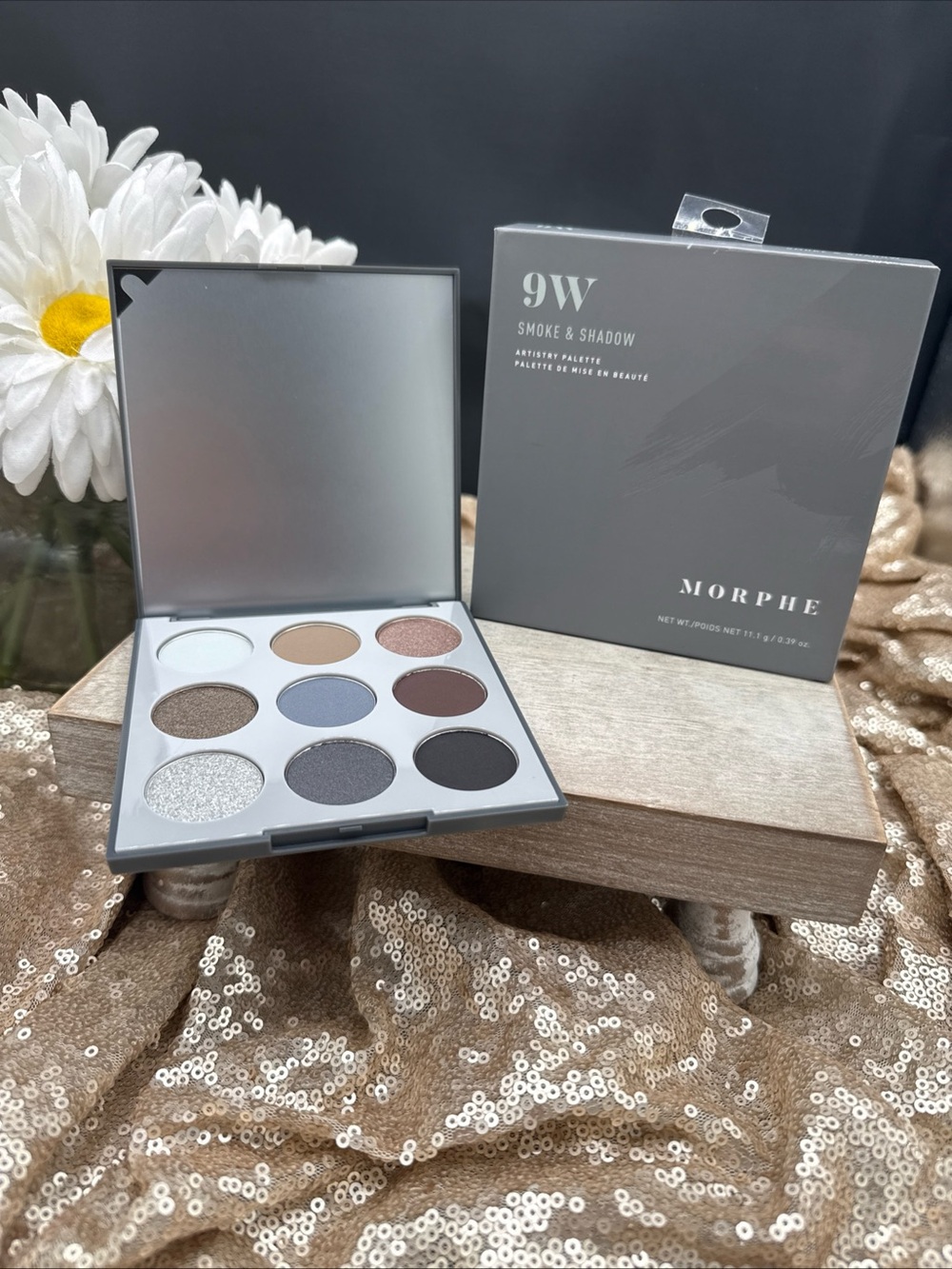 Morphe 9W Smoke & Shadow Eyeshadow Palette — Silver, Gray, Brown, Blue, Black